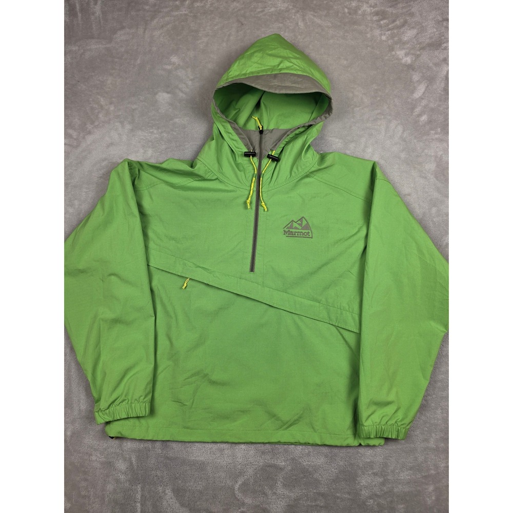 Marmot '96 Active Anorak Jacket Womens M Green 1/4 Zip Hooded Windbreaker M14194